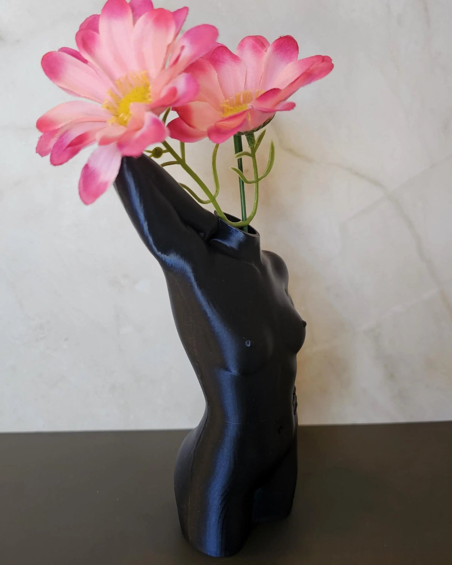 Elegant 3D Printed Female Torso Vase - Modern Midnight Blue Sculpture for Contemporary Home Decor CR3 Design Co