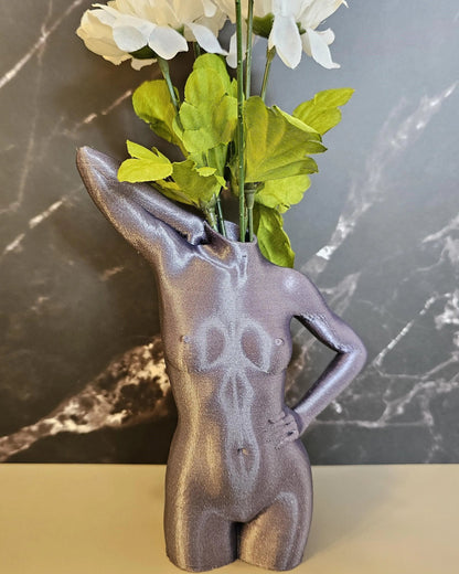 Modern Diamond Lavender Female Torso Vase - 3D Printed Elegant Sculpture for Contemporary Home Decor CR3 Design Co
