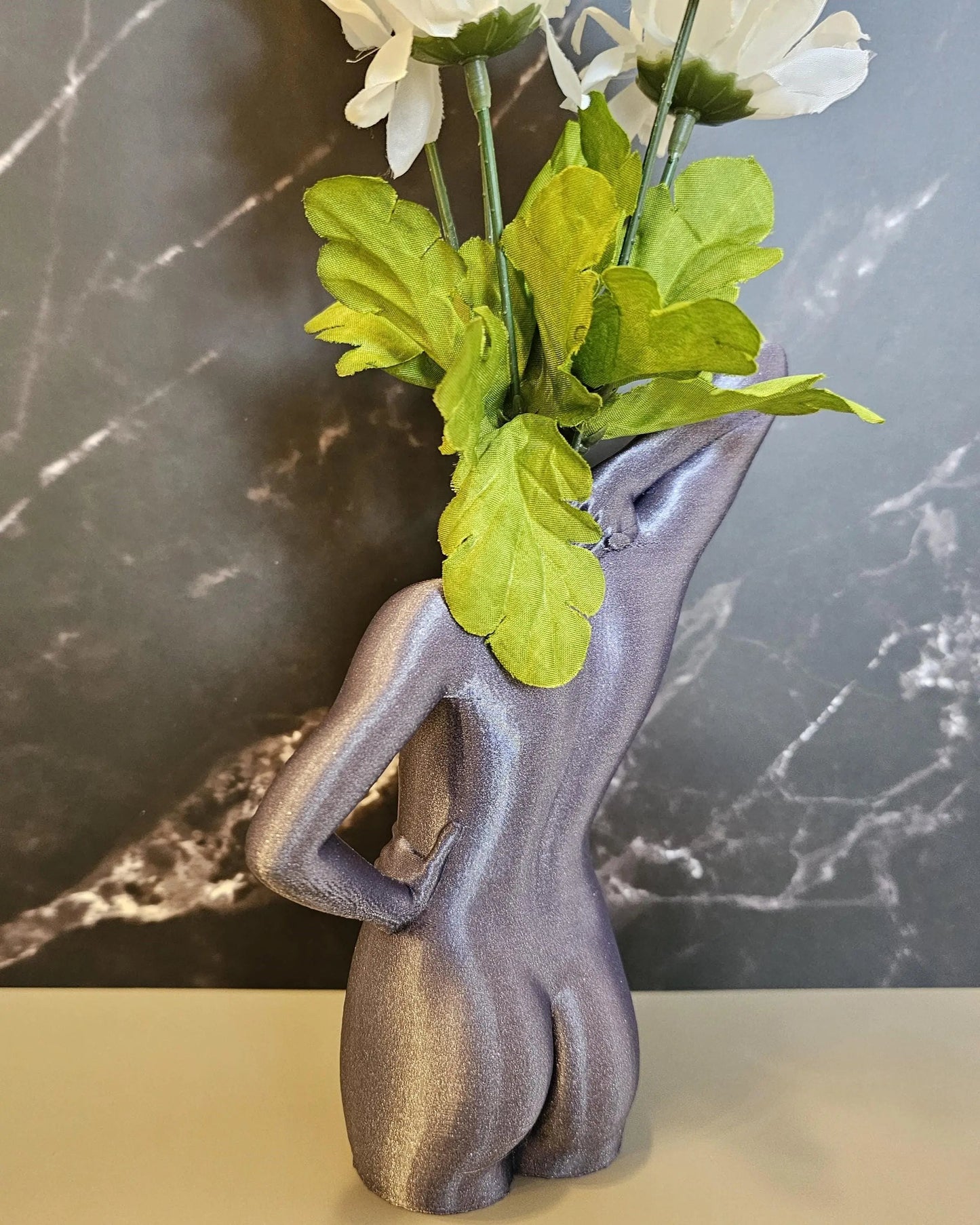 Modern Diamond Lavender Female Torso Vase - 3D Printed Elegant Sculpture for Contemporary Home Decor CR3 Design Co
