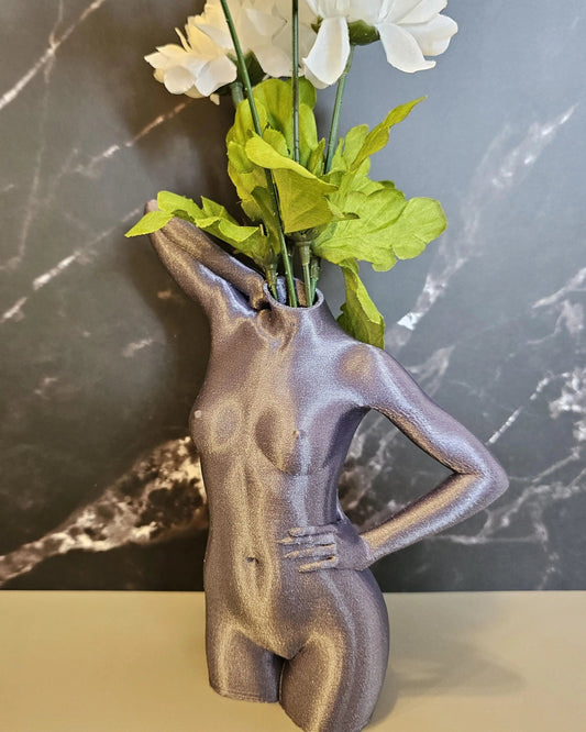 Modern Diamond Lavender Female Torso Vase - 3D Printed Elegant Sculpture for Contemporary Home Decor CR3 Design Co
