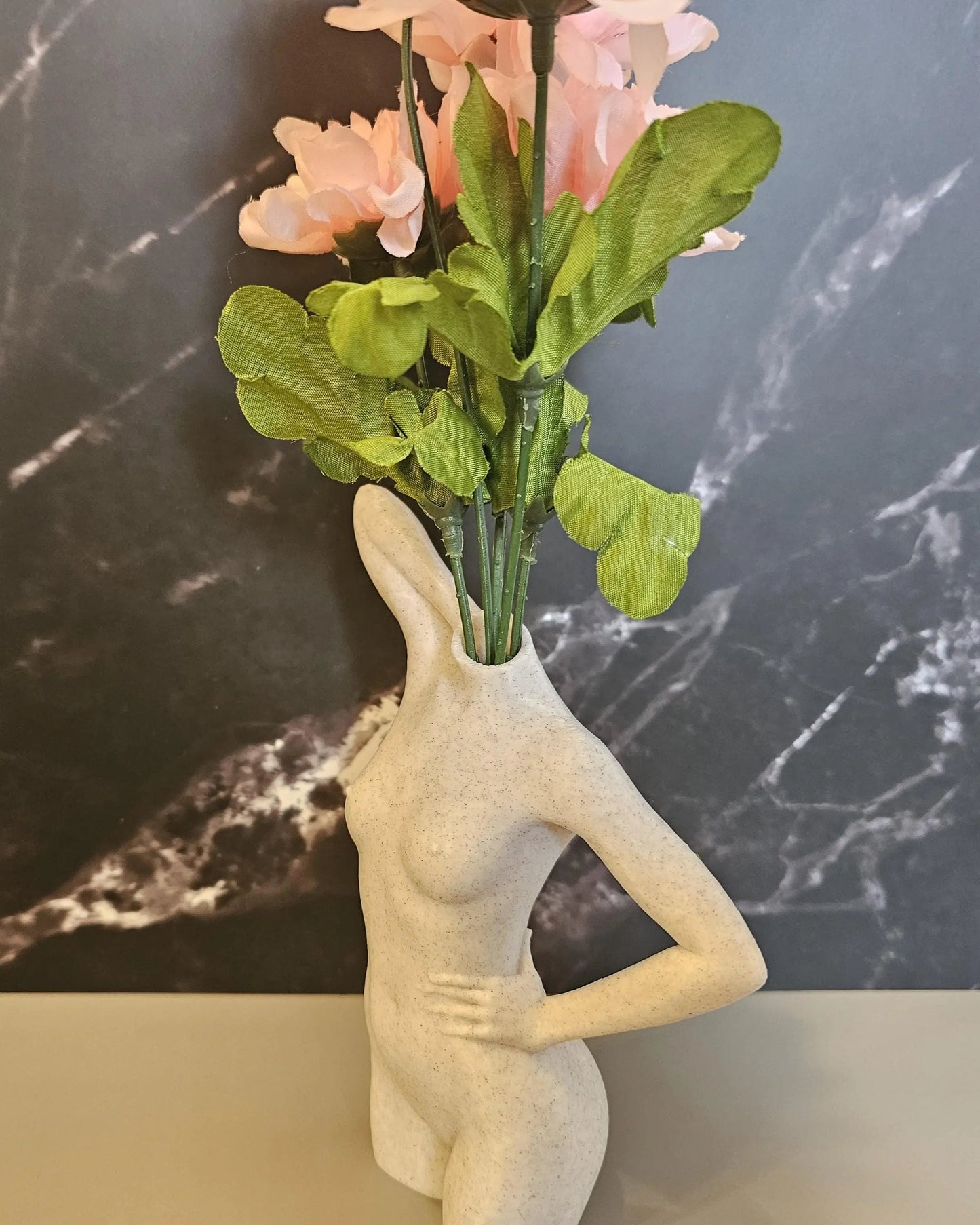 Elegant 3D Printed Female Torso Vase: Modern Desert Sand Sculpture for Contemporary Home Decor CR3 Design Co