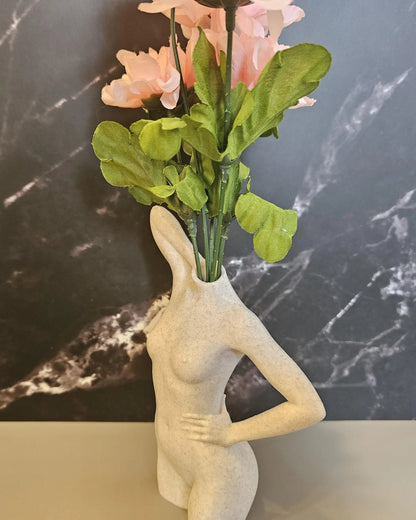 Elegant 3D Printed Female Torso Vase: Modern Desert Sand Sculpture for Contemporary Home Decor CR3 Design Co
