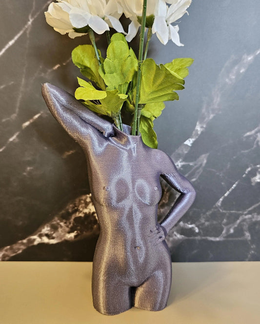 Modern Diamond Lavender Female Torso Vase - 3D Printed Elegant Sculpture for Contemporary Home Decor CR3 Design Co