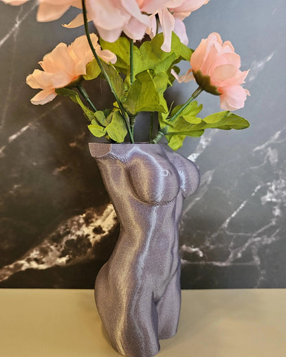 Elegant Lavender Female Torso Vase - Modern 3D Printed Sculpture for Chic Home Decor CR3 Design Co
