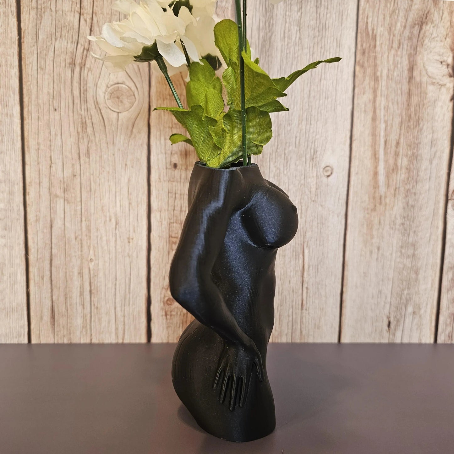 Elegant Midnight Blue Female Torso Vase: Modern 3D Printed Sculpture for Contemporary Home Decor CR3 Design Co