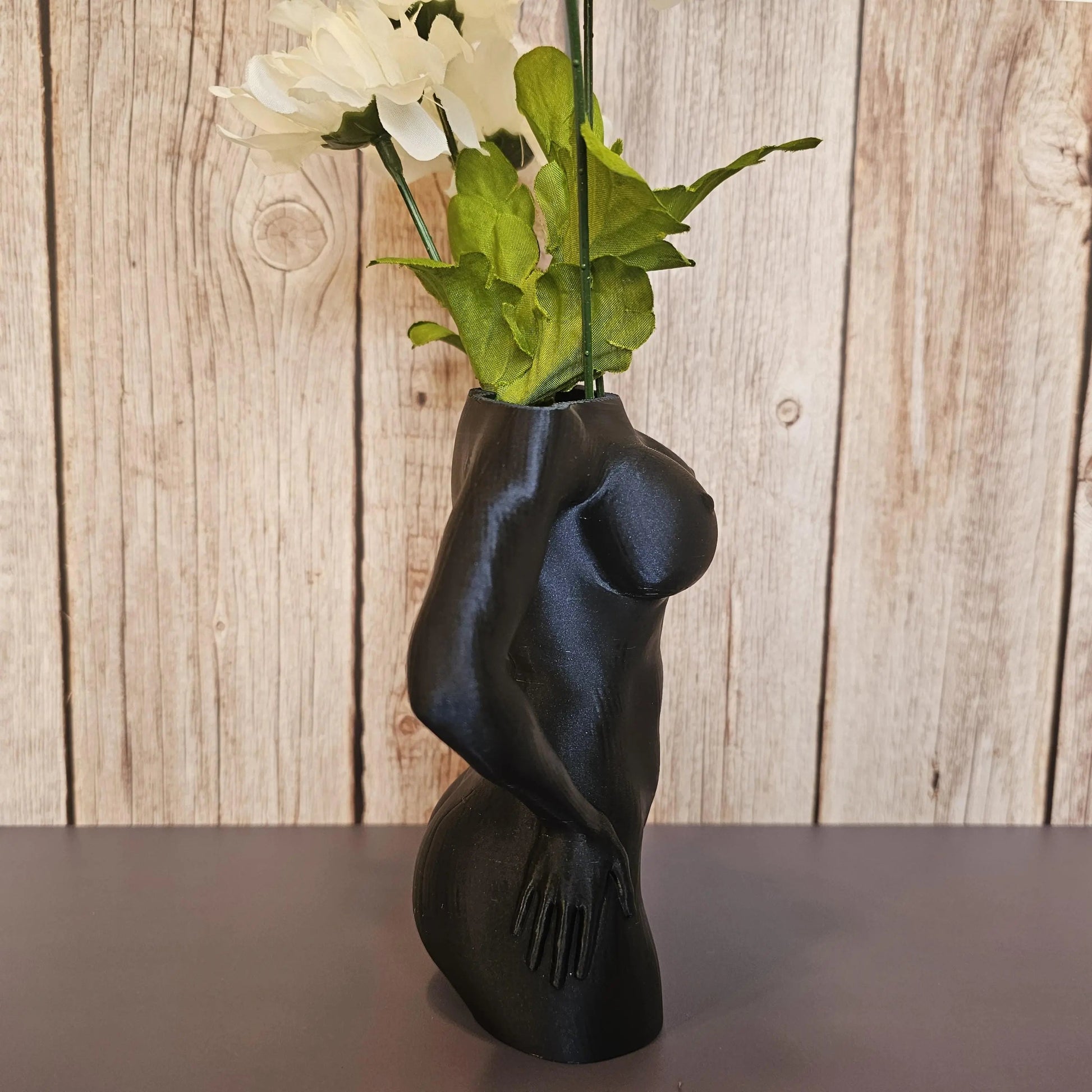 Elegant Midnight Blue Female Torso Vase: Modern 3D Printed Sculpture for Contemporary Home Decor CR3 Design Co