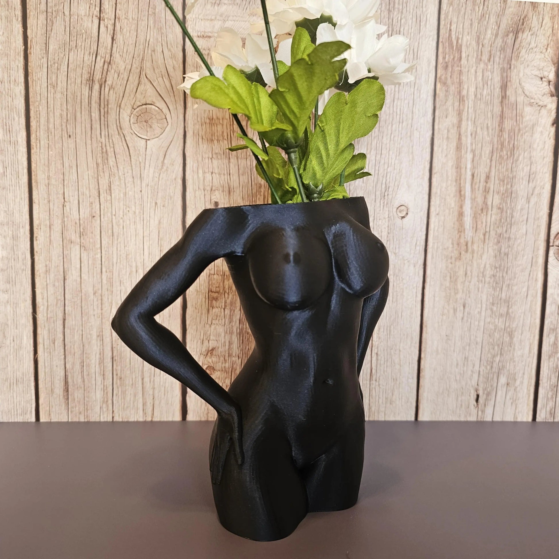 Elegant Midnight Blue Female Torso Vase: Modern 3D Printed Sculpture for Contemporary Home Decor CR3 Design Co