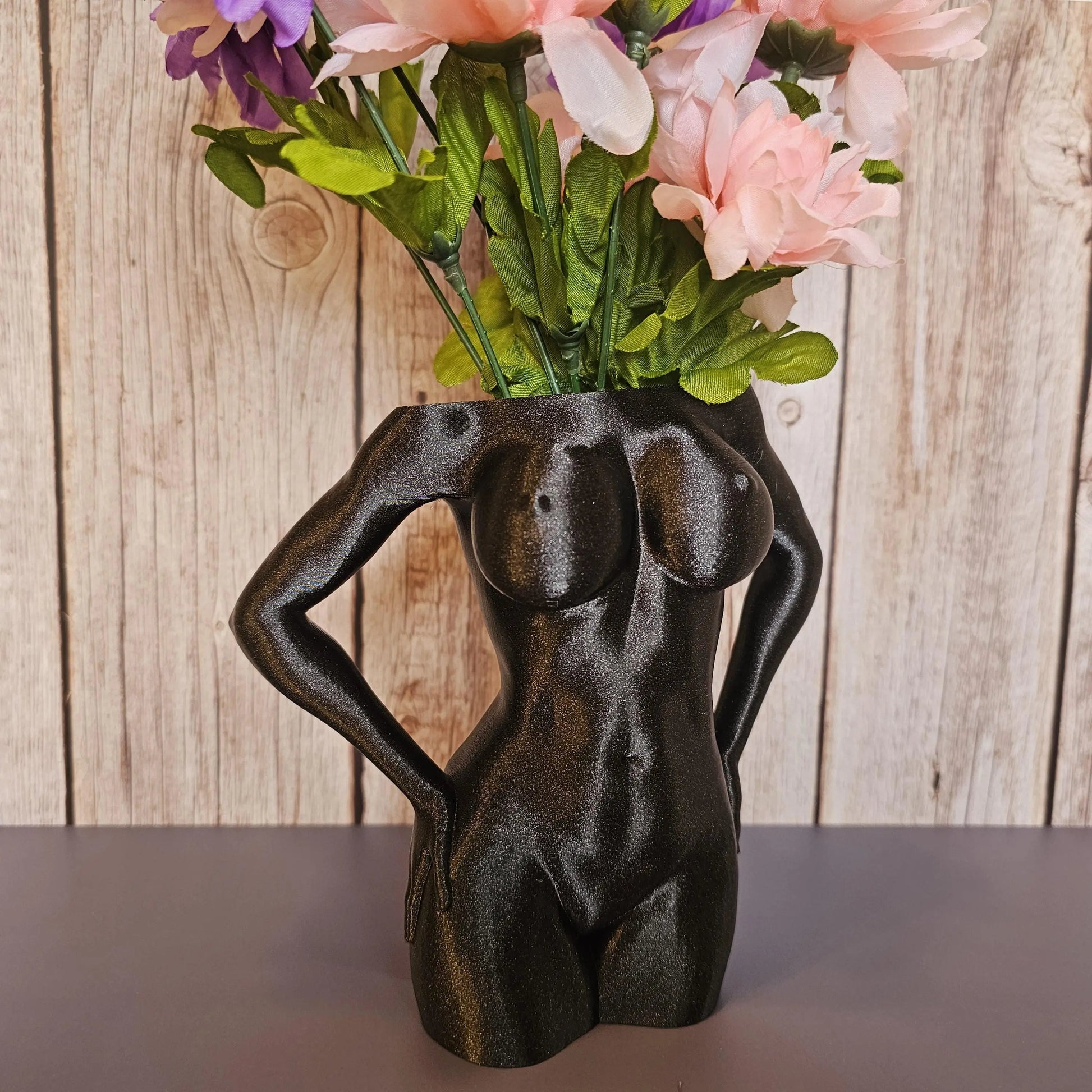 Elegant Black 3D Printed Female Torso Vase - Modern Sculpture for Contemporary Home Decor CR3 Design Co