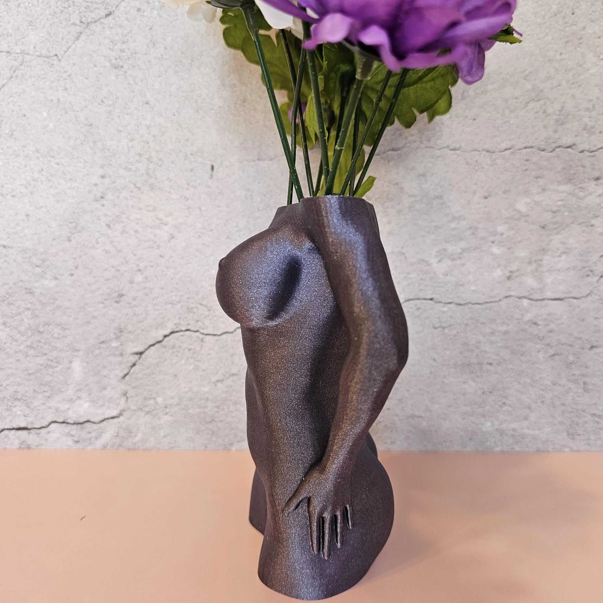 Elegant 3D Printed Female Torso Vase: Modern Lavender Sculpture for Contemporary Home Decor CR3 Design Co