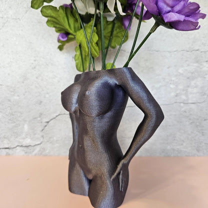 Elegant 3D Printed Female Torso Vase: Modern Lavender Sculpture for Contemporary Home Decor CR3 Design Co