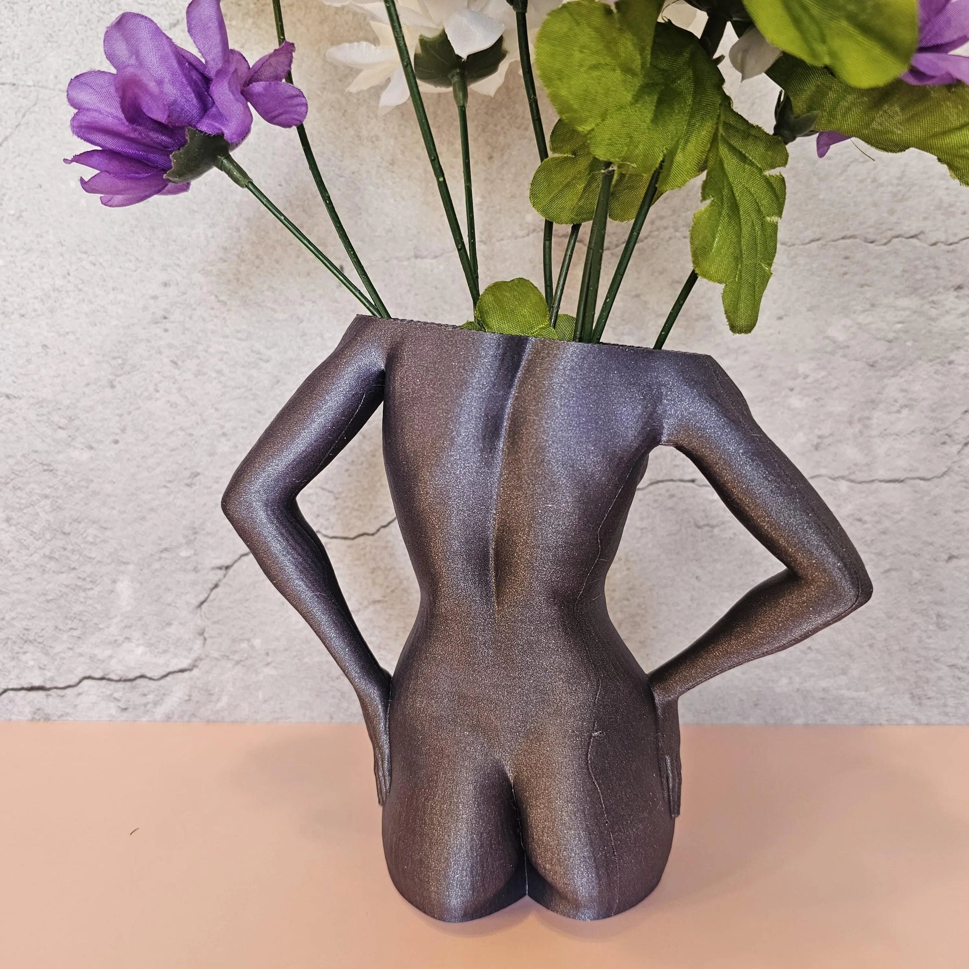 Elegant 3D Printed Female Torso Vase: Modern Lavender Sculpture for Contemporary Home Decor CR3 Design Co