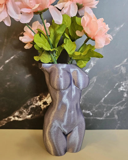 Elegant Lavender Female Torso Vase - Modern 3D Printed Sculpture for Chic Home Decor CR3 Design Co