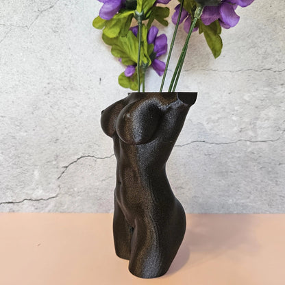 Elegant 3D Printed Female Torso Vase - Modern Black Sculpture for Luxury Home Decor CR3 Design Co