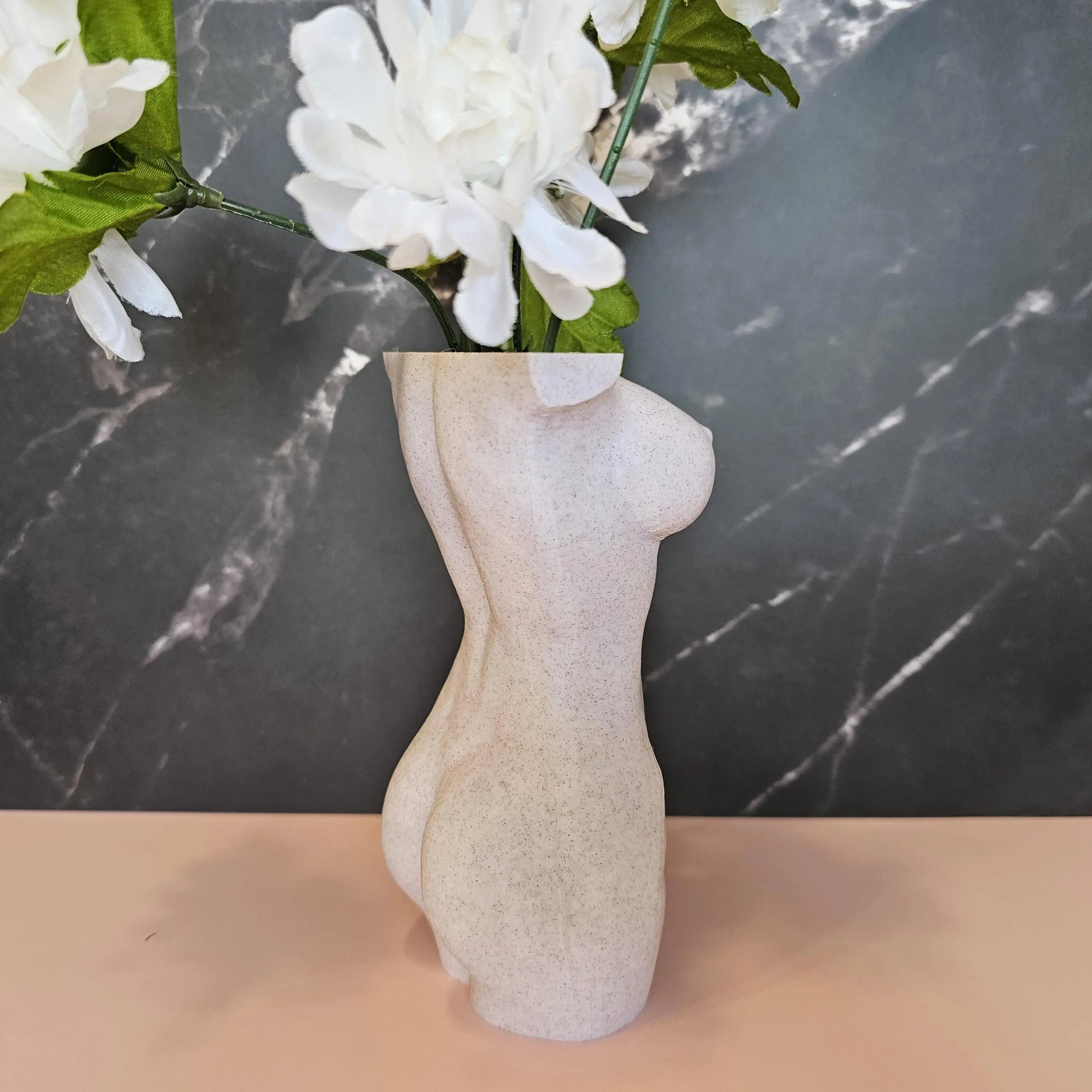 Elegant Desert Sand Female Torso Vase - Modern 3D Printed Sculpture for Stylish Home Decor CR3 Design Co