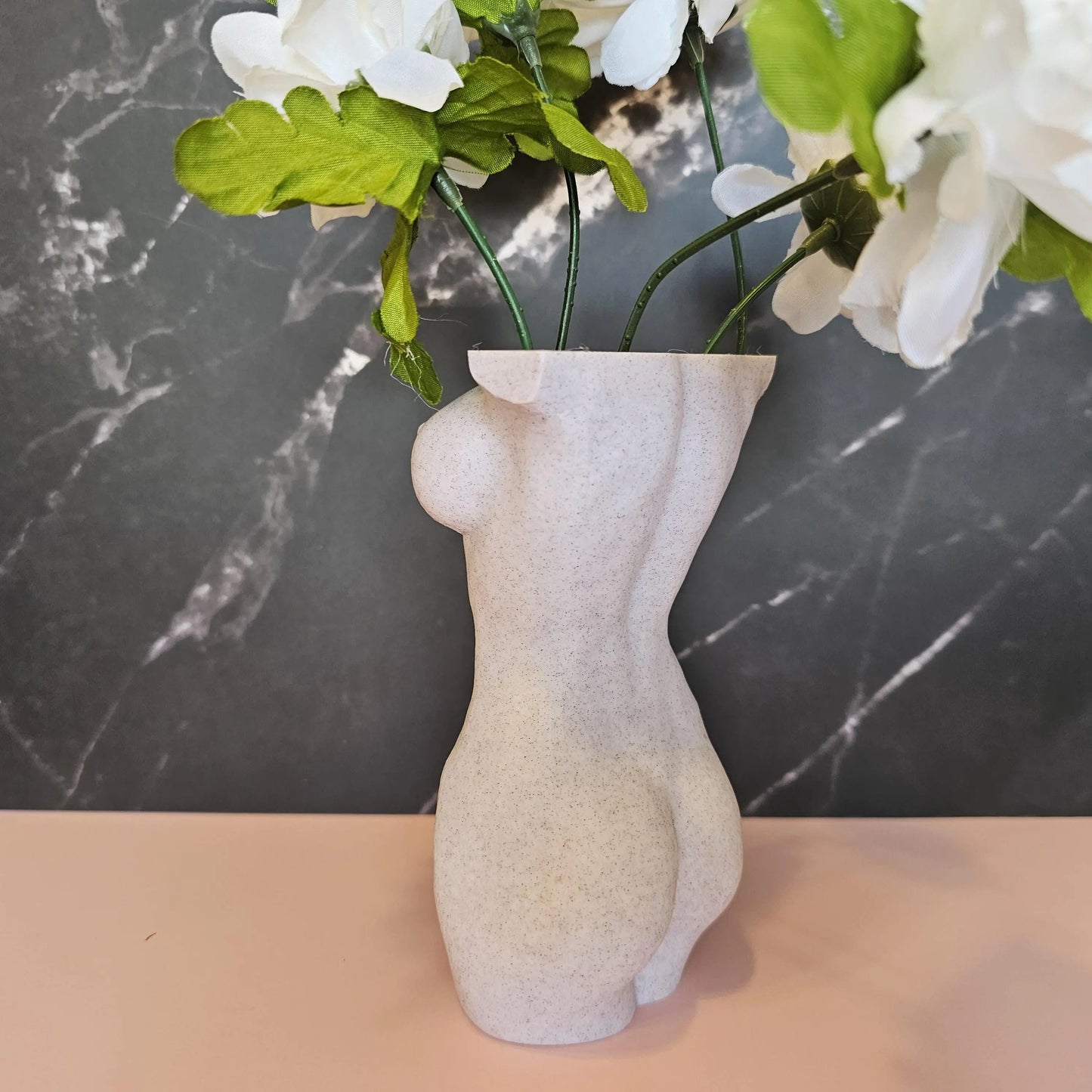 Elegant Desert Sand Female Torso Vase - Modern 3D Printed Sculpture for Stylish Home Decor CR3 Design Co