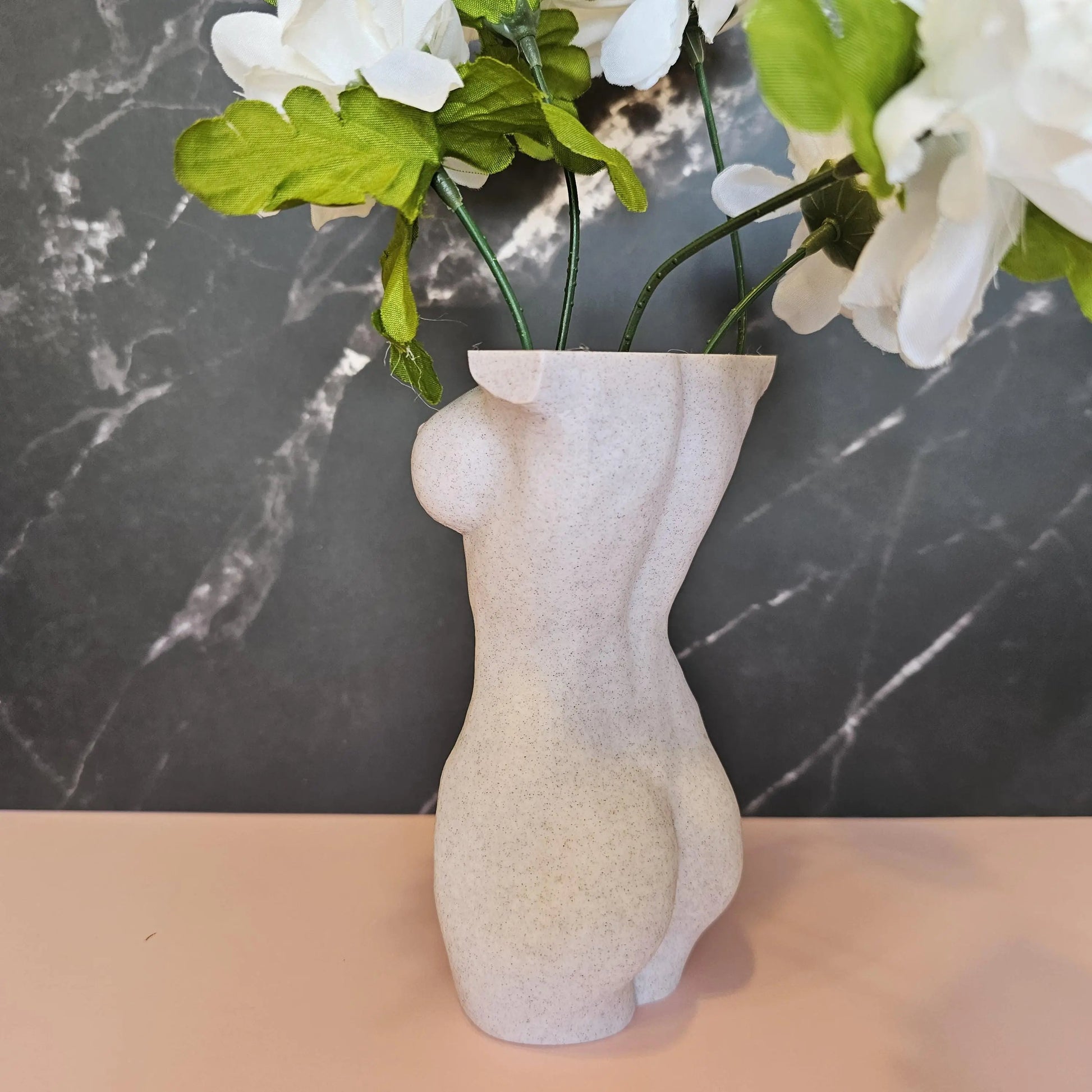 Elegant Desert Sand Female Torso Vase - Modern 3D Printed Sculpture for Stylish Home Decor CR3 Design Co