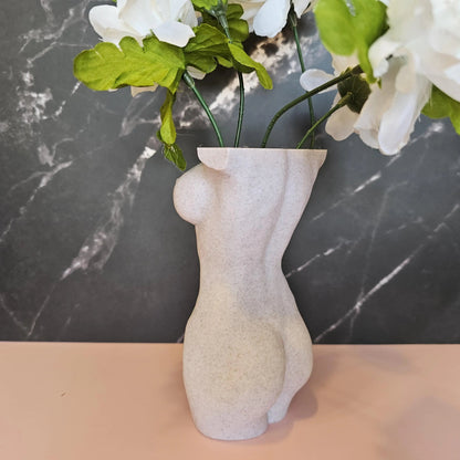 Elegant Desert Sand Female Torso Vase - Modern 3D Printed Sculpture for Stylish Home Decor CR3 Design Co
