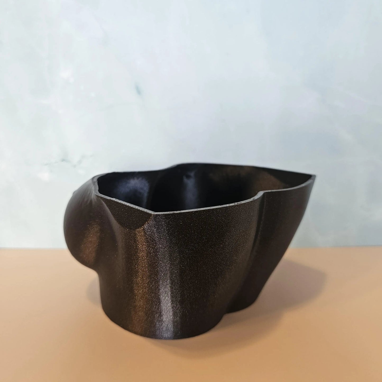 Shimmering Black 3D Printed Bust Planter: Stylish Indoor Decor for Live or Decorative Plants CR3 Design Co