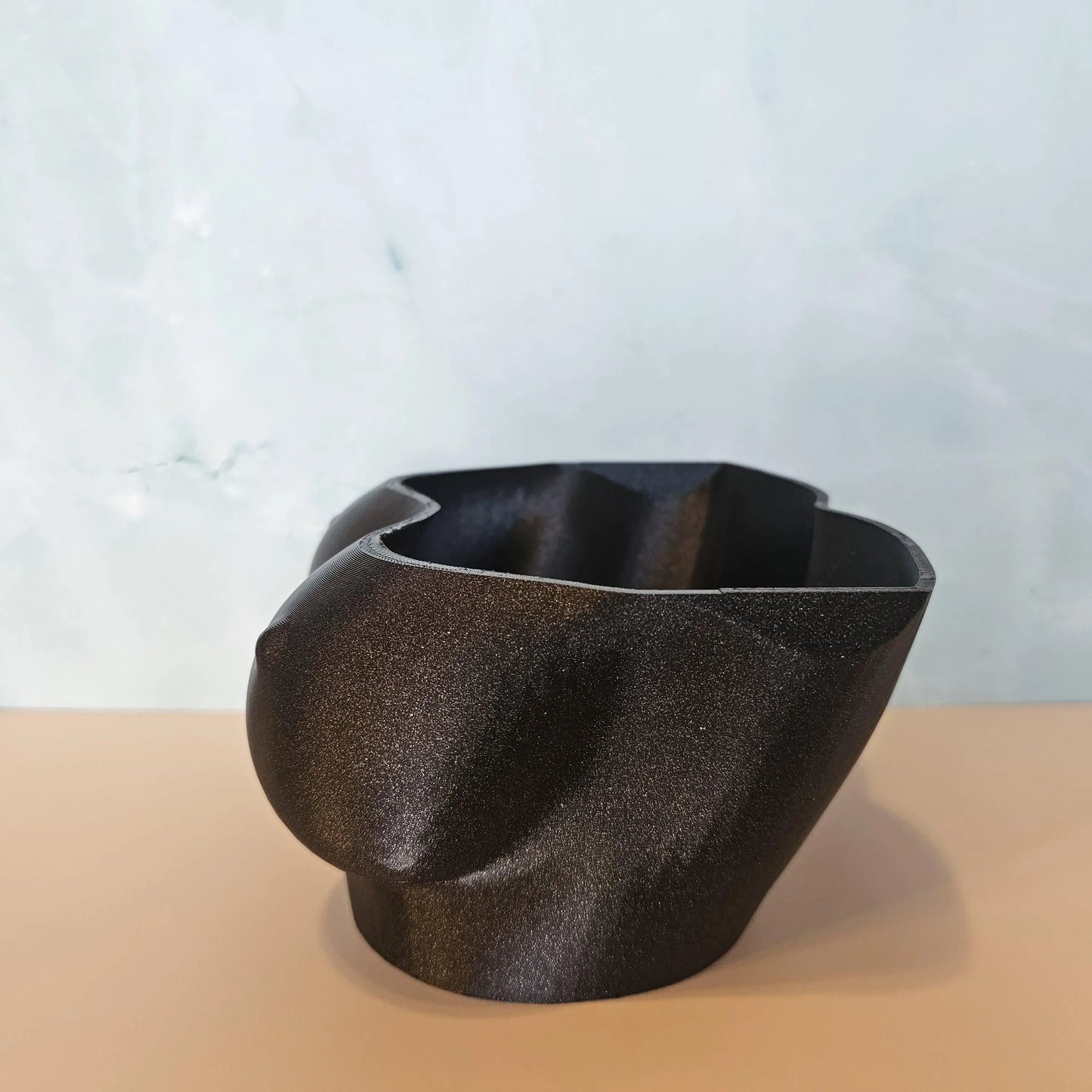 Shimmering Black 3D Printed Bust Planter: Stylish Indoor Decor for Live or Decorative Plants CR3 Design Co