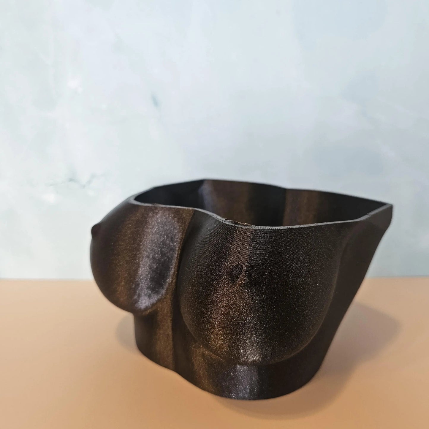 Shimmering Black 3D Printed Bust Planter: Stylish Indoor Decor for Live or Decorative Plants CR3 Design Co