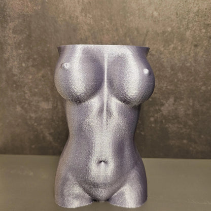 3D Printed Goddess Vase: Diamond Lavender Female Torso Sculpture CR3 Design Co