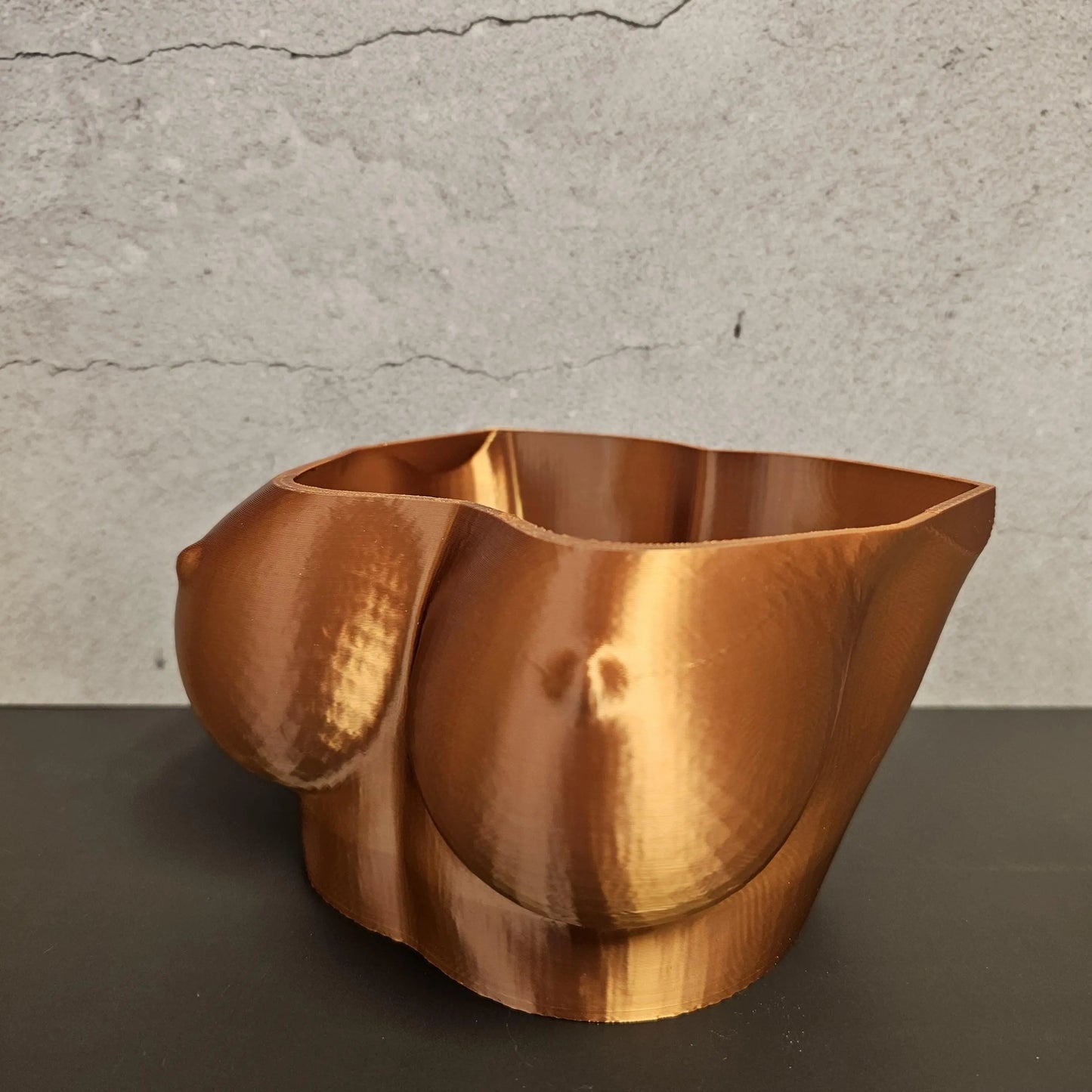 3D Printed Copper Bust Planter: Modern Art Torso Pot CR3 Design Co