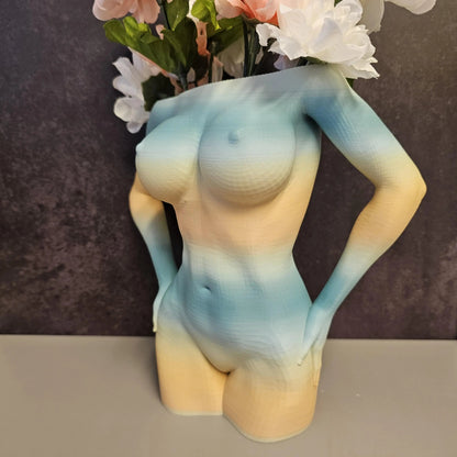 Ethereal Pastel Female Torso Vase: 3D Printed Modern Sculpture for Minimalist Home Decor CR3 Design Co