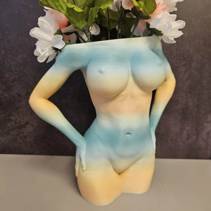 Ethereal Pastel Female Torso Vase: 3D Printed Modern Sculpture for Minimalist Home Decor CR3 Design Co
