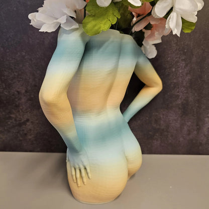 Ethereal Pastel Female Torso Vase: 3D Printed Modern Sculpture for Minimalist Home Decor CR3 Design Co