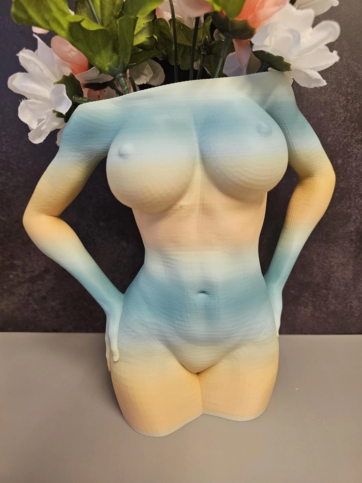 Ethereal Pastel Female Torso Vase: 3D Printed Modern Sculpture for Minimalist Home Decor CR3 Design Co