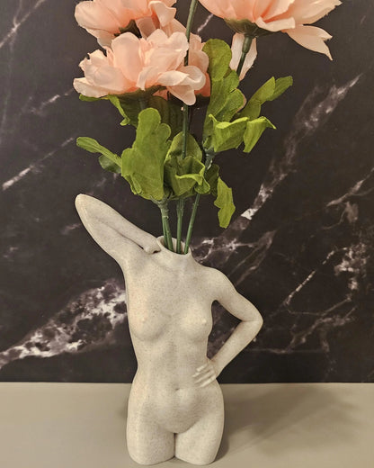 Elegant 3D Printed Female Torso Vase: Modern Desert Sand Sculpture for Contemporary Home Decor CR3 Design Co