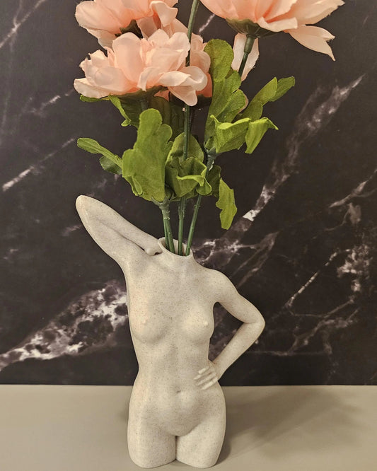 Elegant 3D Printed Female Torso Vase: Modern Desert Sand Sculpture for Contemporary Home Decor CR3 Design Co