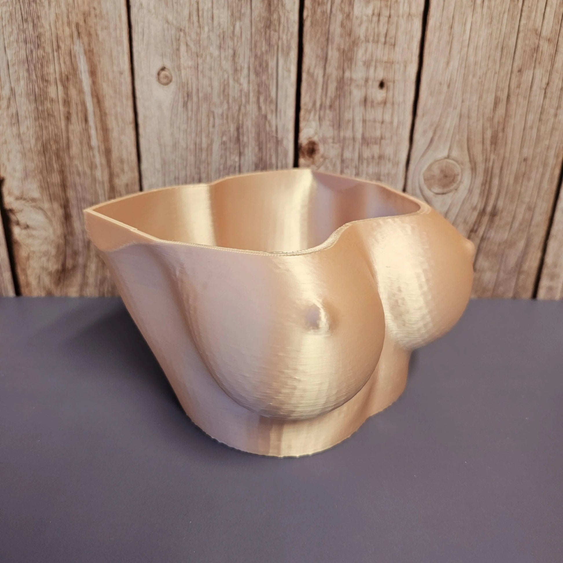 3D Printed Torso Planter: Silk Rose Gold Sculptural Bust Pot CR3 Design Co