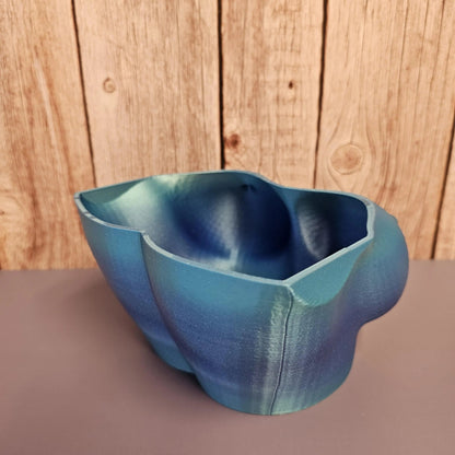 Pearlescent 3D Printed Bust Planter - Aqua Indoor Sculpture Vase for Live or Decorative Plants CR3 Design Co