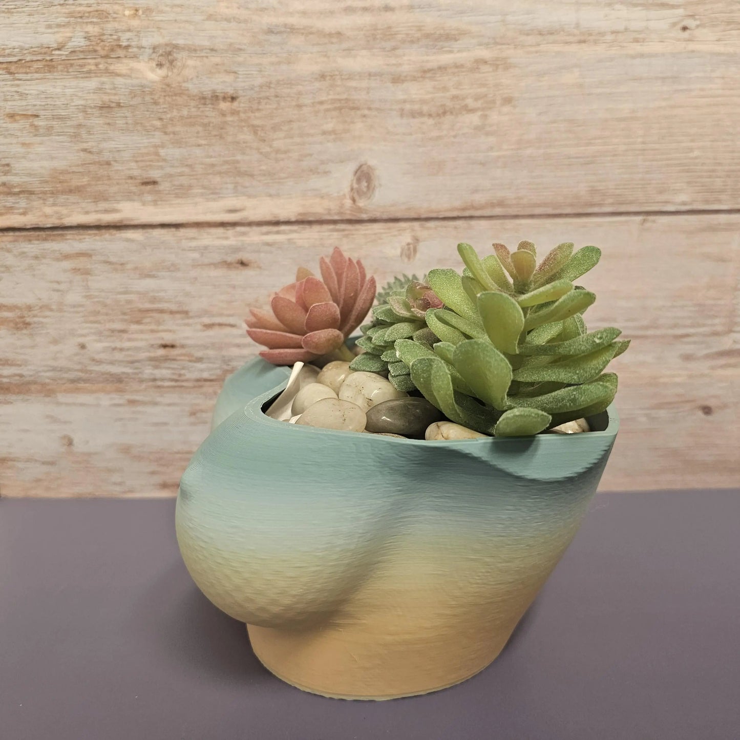 3D Printed Bust Planter: Misty Morning Pastel Vase CR3 Design Co