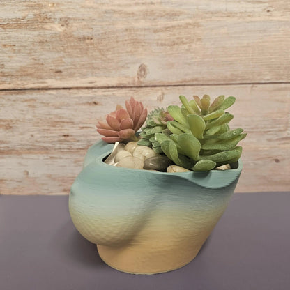 3D Printed Bust Planter: Misty Morning Pastel Vase CR3 Design Co