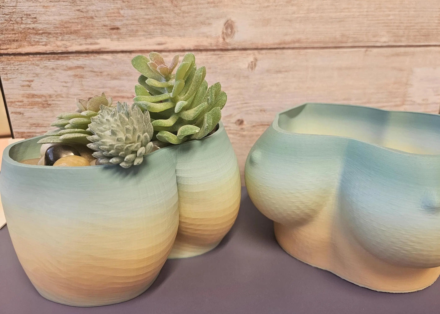 3D Printed Bust Planter: Misty Morning Pastel Vase CR3 Design Co