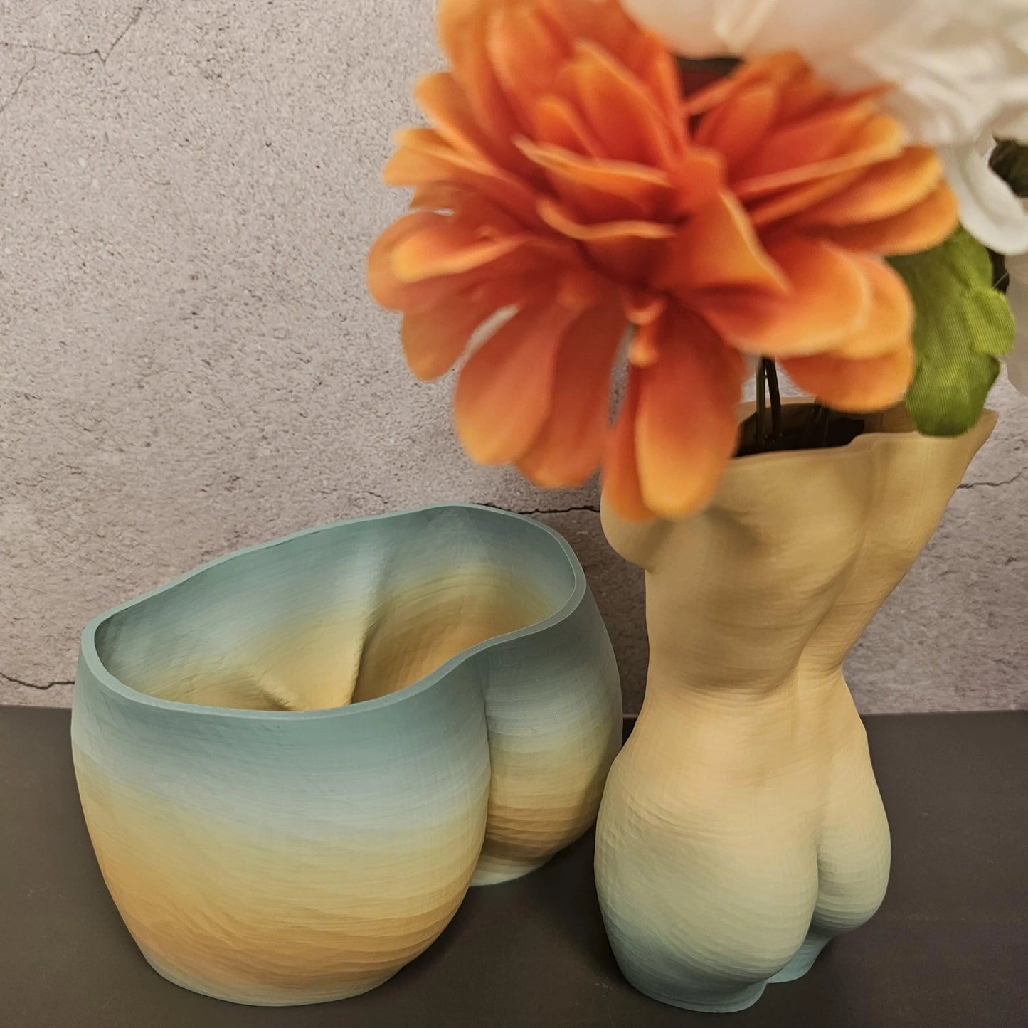 3D Printed Butt Planter: Modern Body Art Vase - Feminine Booty Sculpture for Small Plants CR3 Design Co