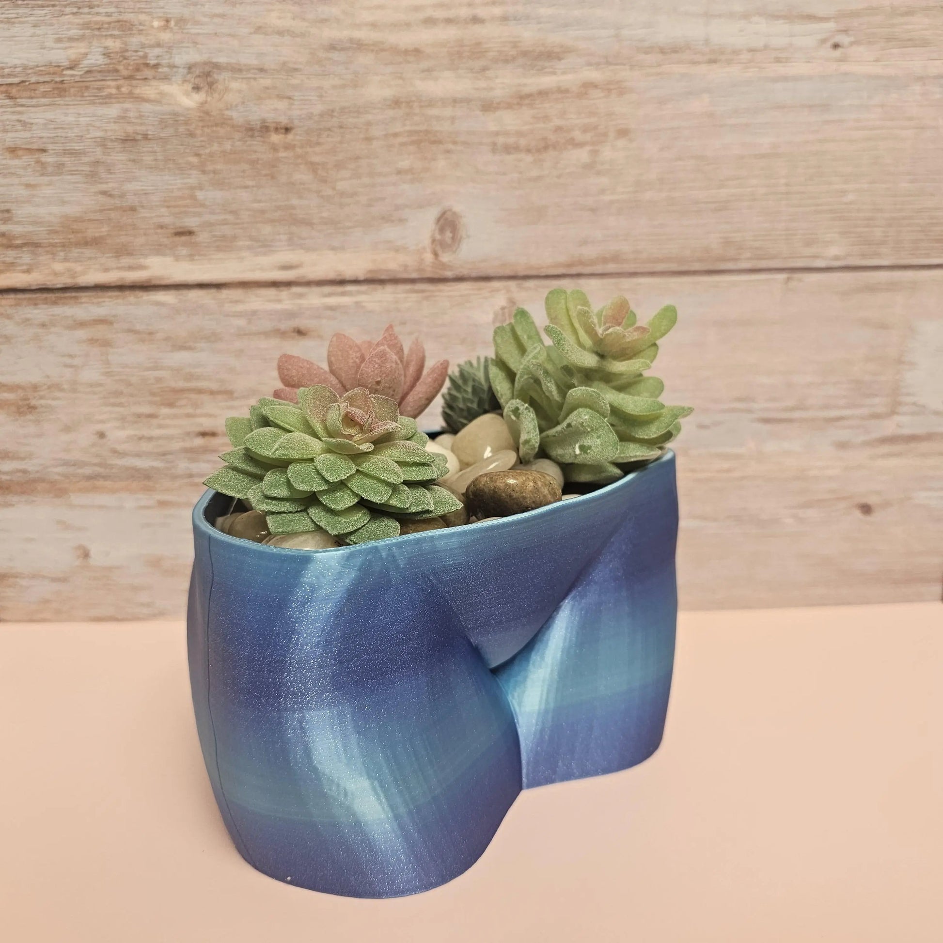 Aqua 3D Printed Butt Planter: Modern Body Art Vase CR3 Design Co