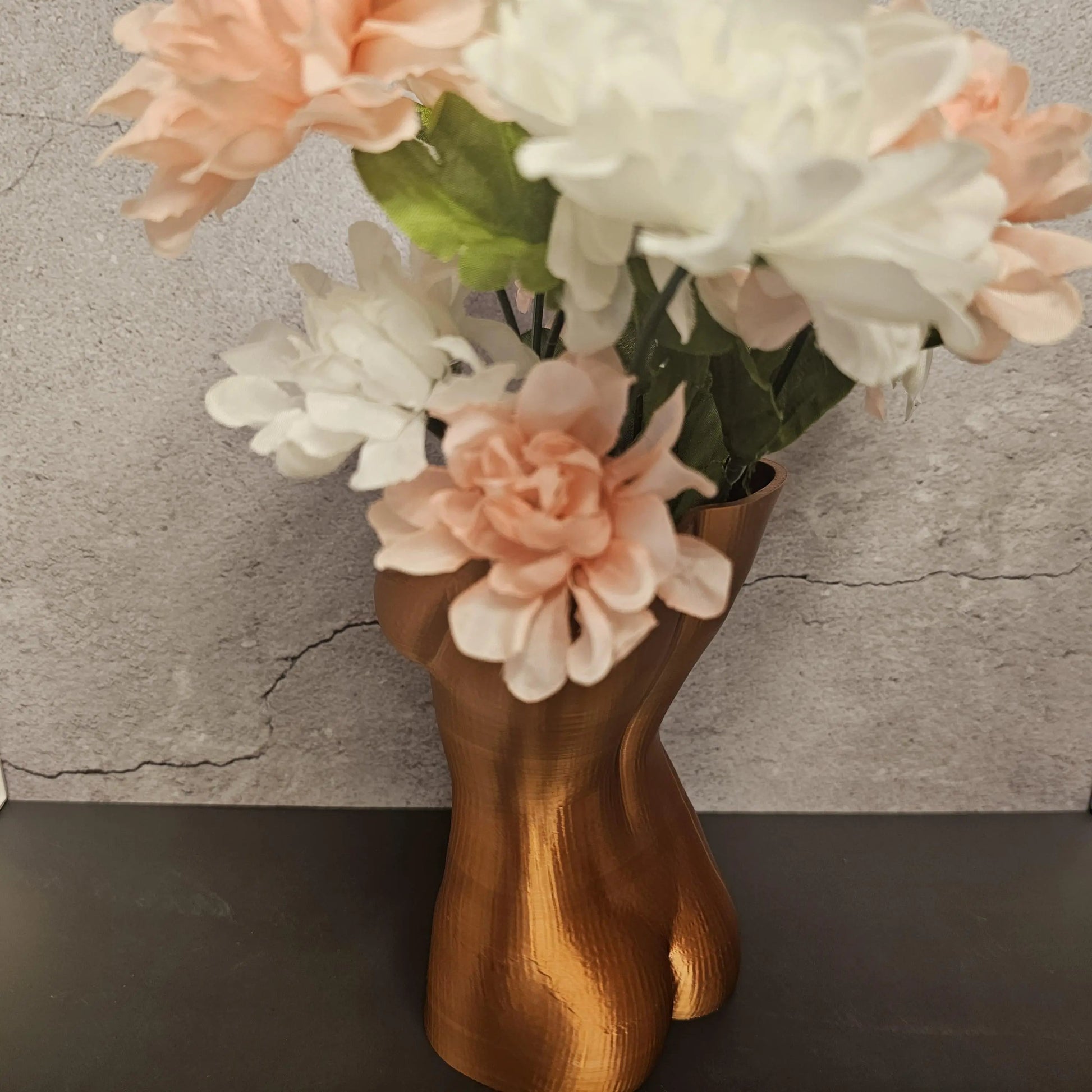 Silk Copper Luna Vase: 3D Printed Female Torso Sculpture CR3 Design Co