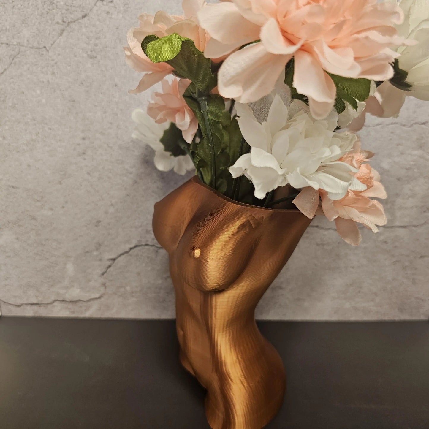 Silk Copper Luna Vase: 3D Printed Female Torso Sculpture CR3 Design Co