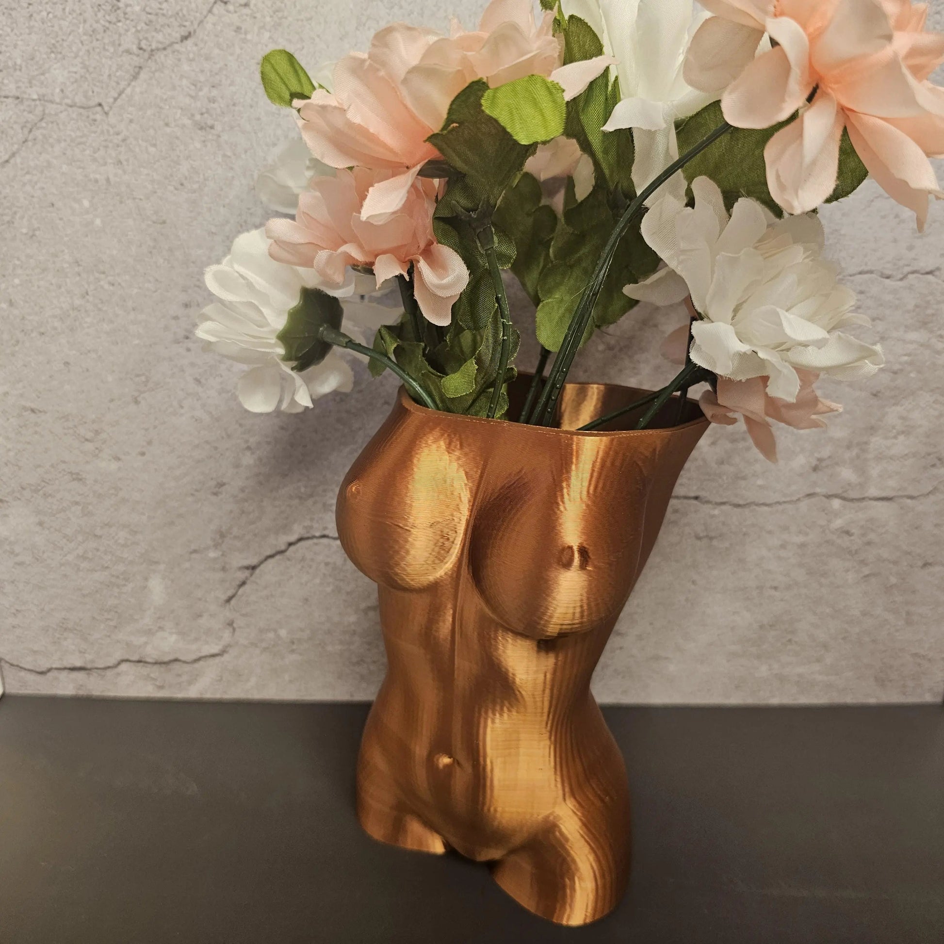 Silk Copper Luna Vase: 3D Printed Female Torso Sculpture CR3 Design Co