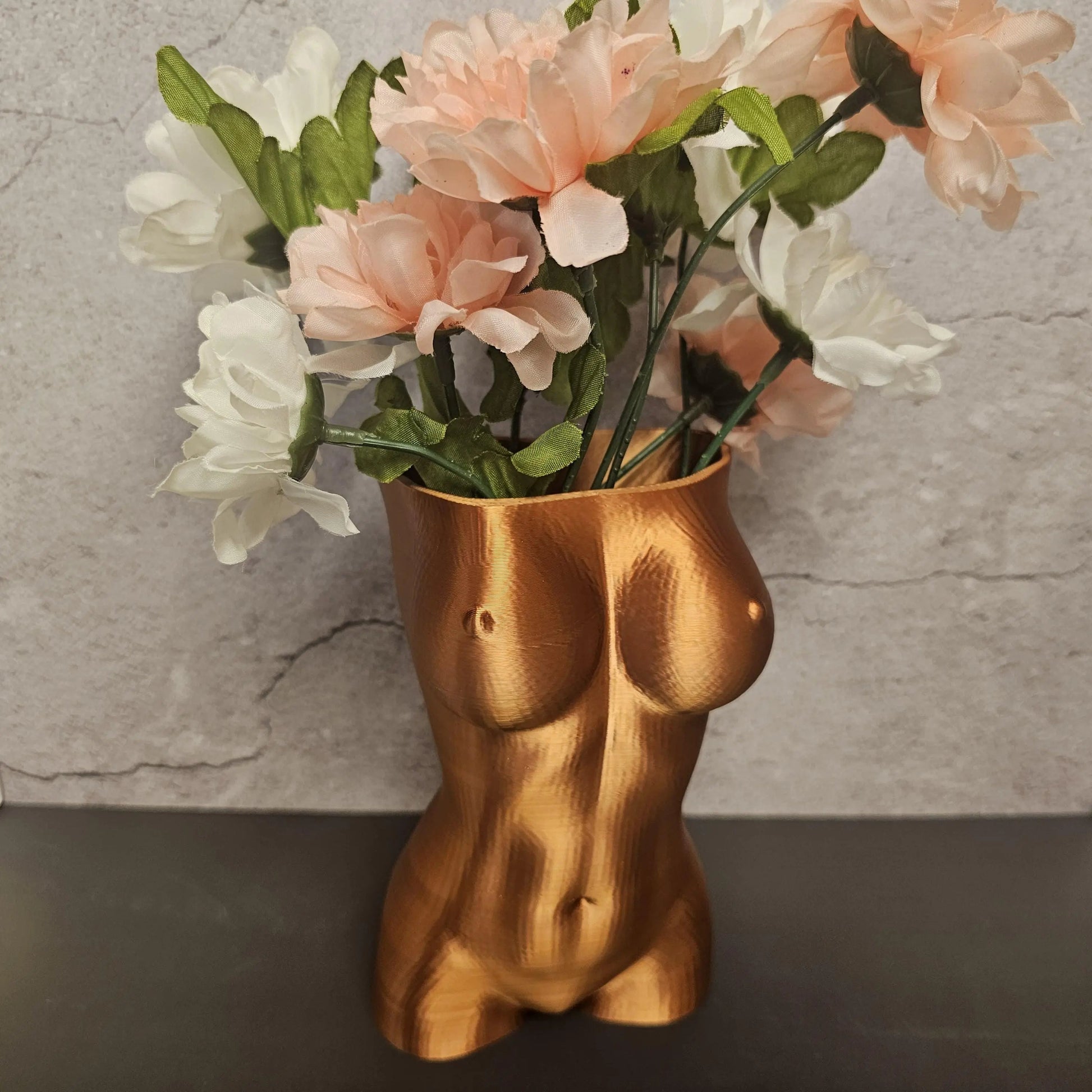 Silk Copper Luna Vase: 3D Printed Female Torso Sculpture CR3 Design Co