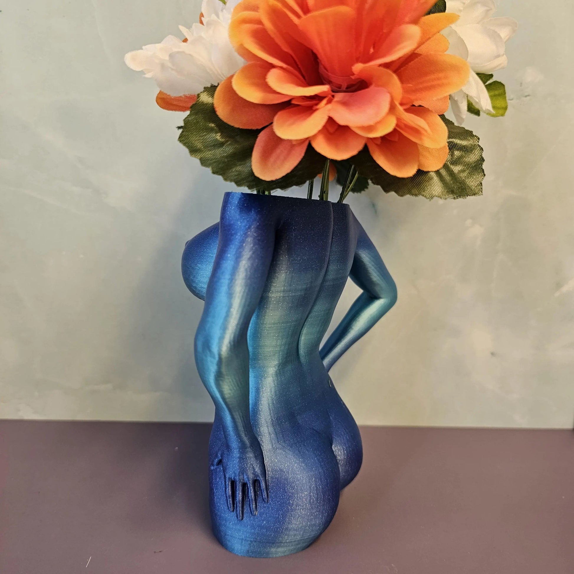 Aqua Female Torso Vase: Modern 3D Printed Sculpture CR3 Design Co