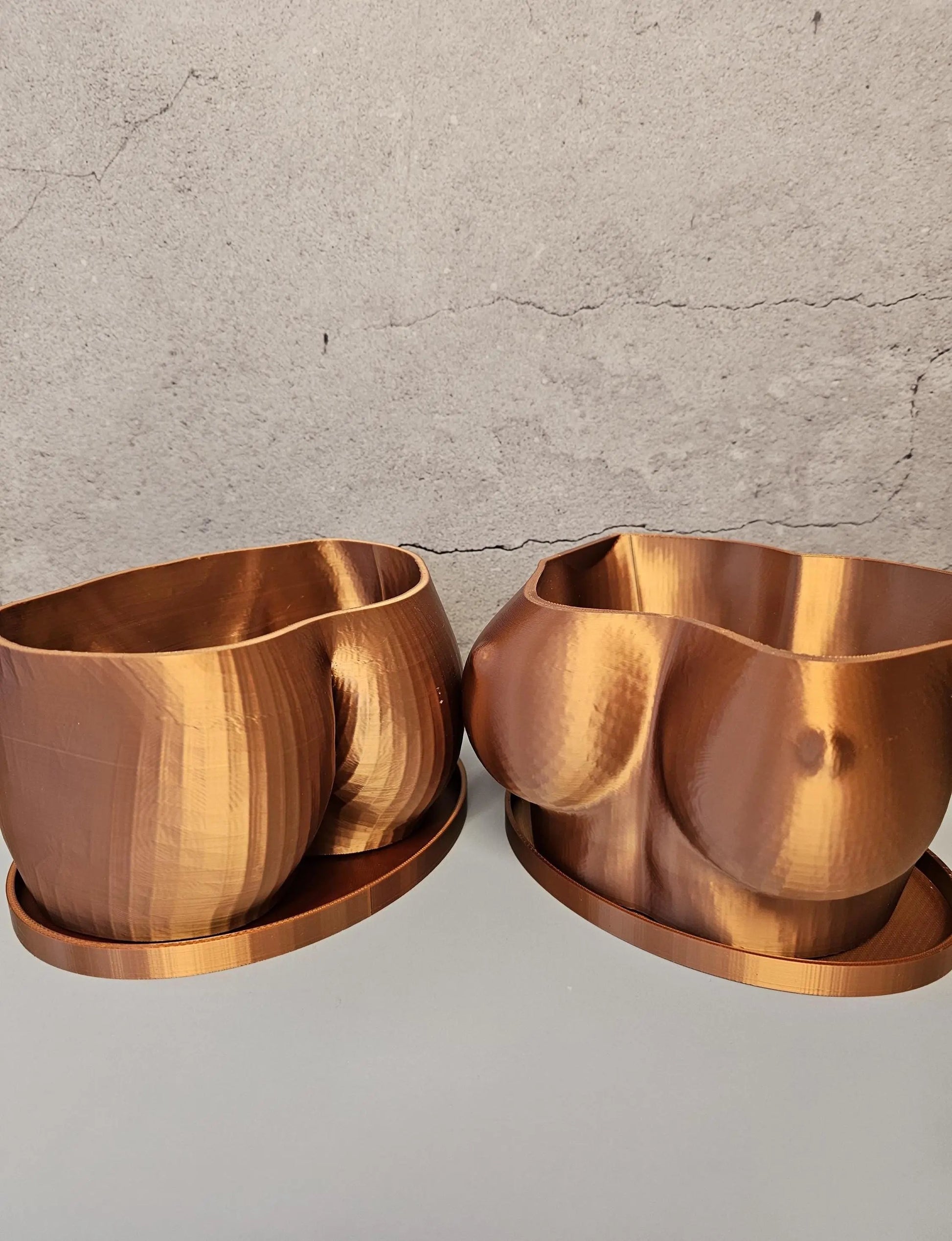 3D Printed Copper Bust Planter: Modern Art Torso Pot CR3 Design Co