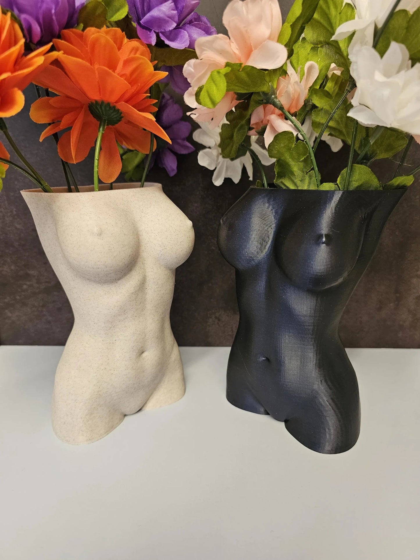 Midnight Blue Goddess Vase: 3D Printed Torso Sculpture CR3 Design Co