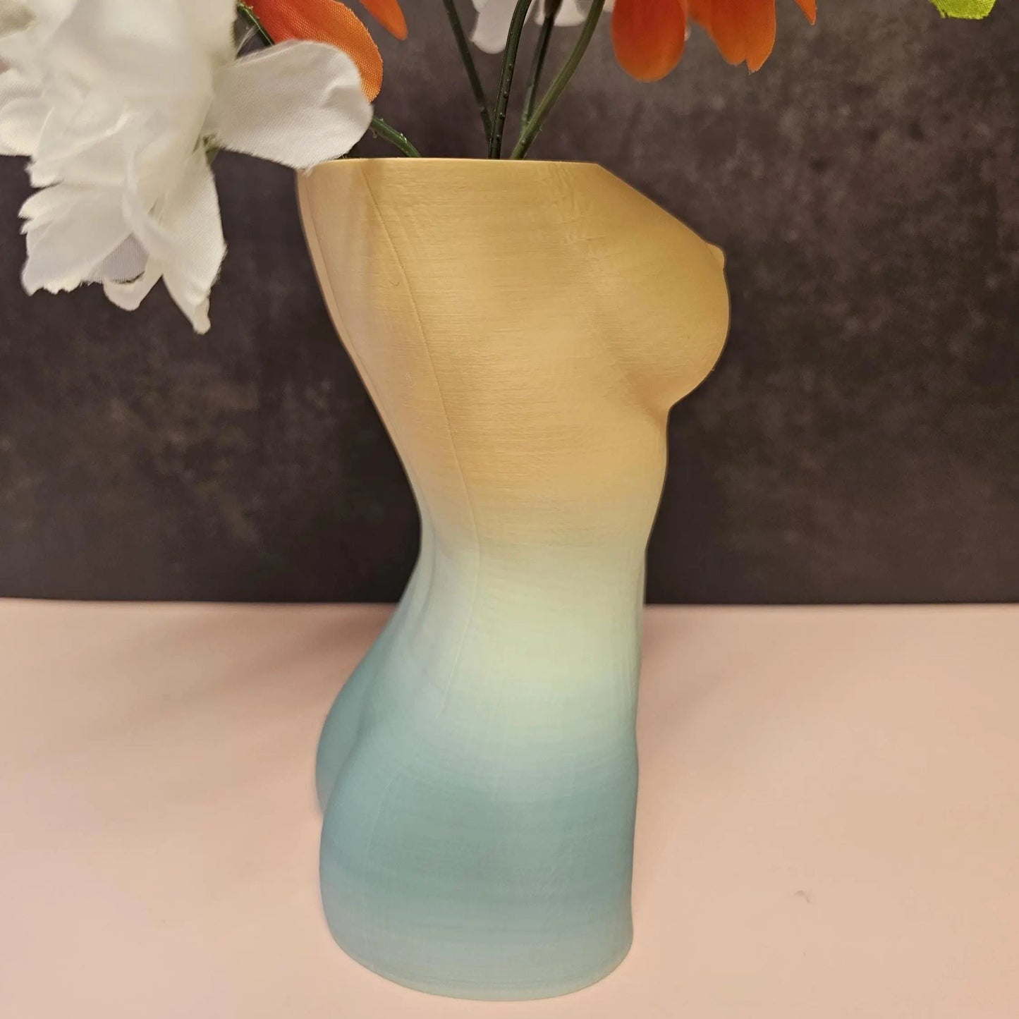 Elegant Luna Goddess Vase: Modern 3D Printed Pastel Torso Sculpture for Home Decor CR3 Design Co