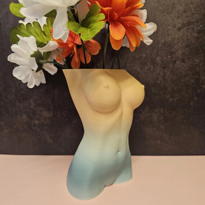 Elegant Luna Goddess Vase: Modern 3D Printed Pastel Torso Sculpture for Home Decor CR3 Design Co