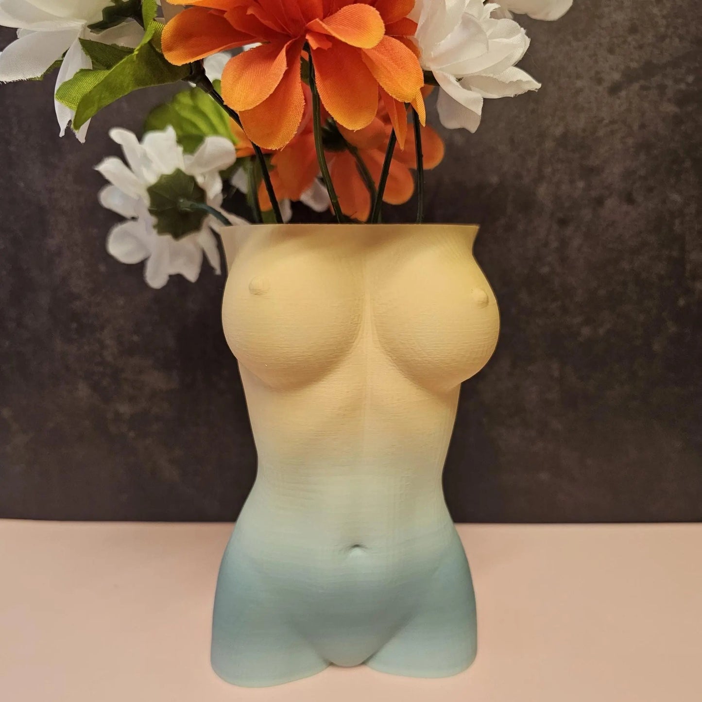 Elegant Luna Goddess Vase: Modern 3D Printed Pastel Torso Sculpture for Home Decor CR3 Design Co