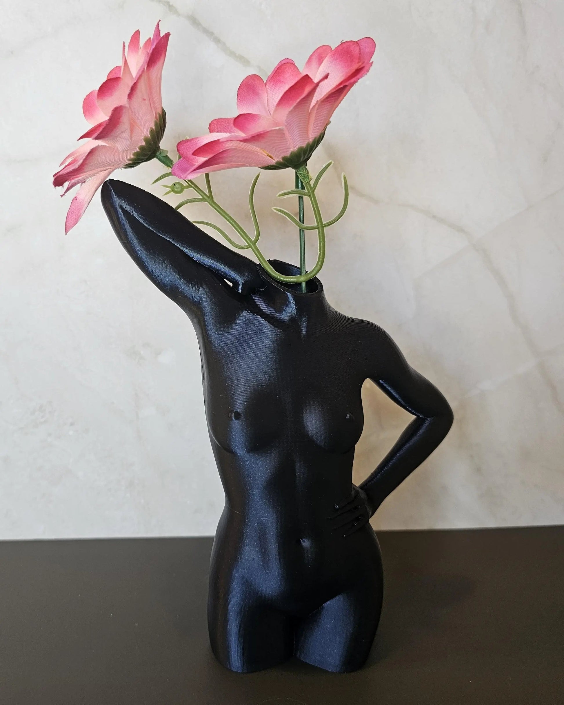 Elegant 3D Printed Female Torso Vase - Modern Midnight Blue Sculpture for Contemporary Home Decor CR3 Design Co